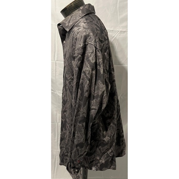 Robert Graham Shirt Mens 1XLT Black Gray Paisley Casual Long Sleeve Button Cuffs - Picture 9 of 16